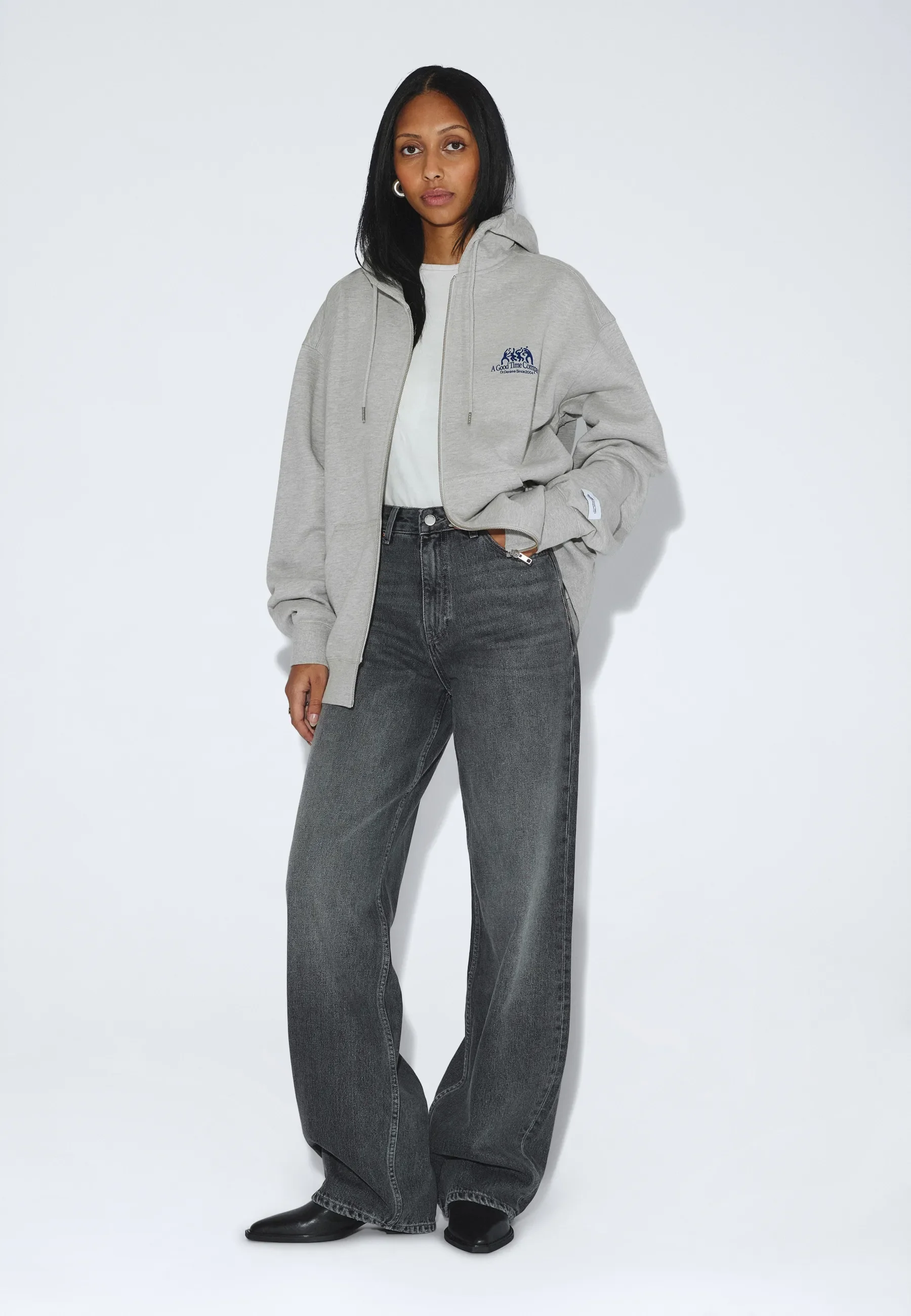 Aiden Zip Hoodie - Grey Melange Time - Image 2