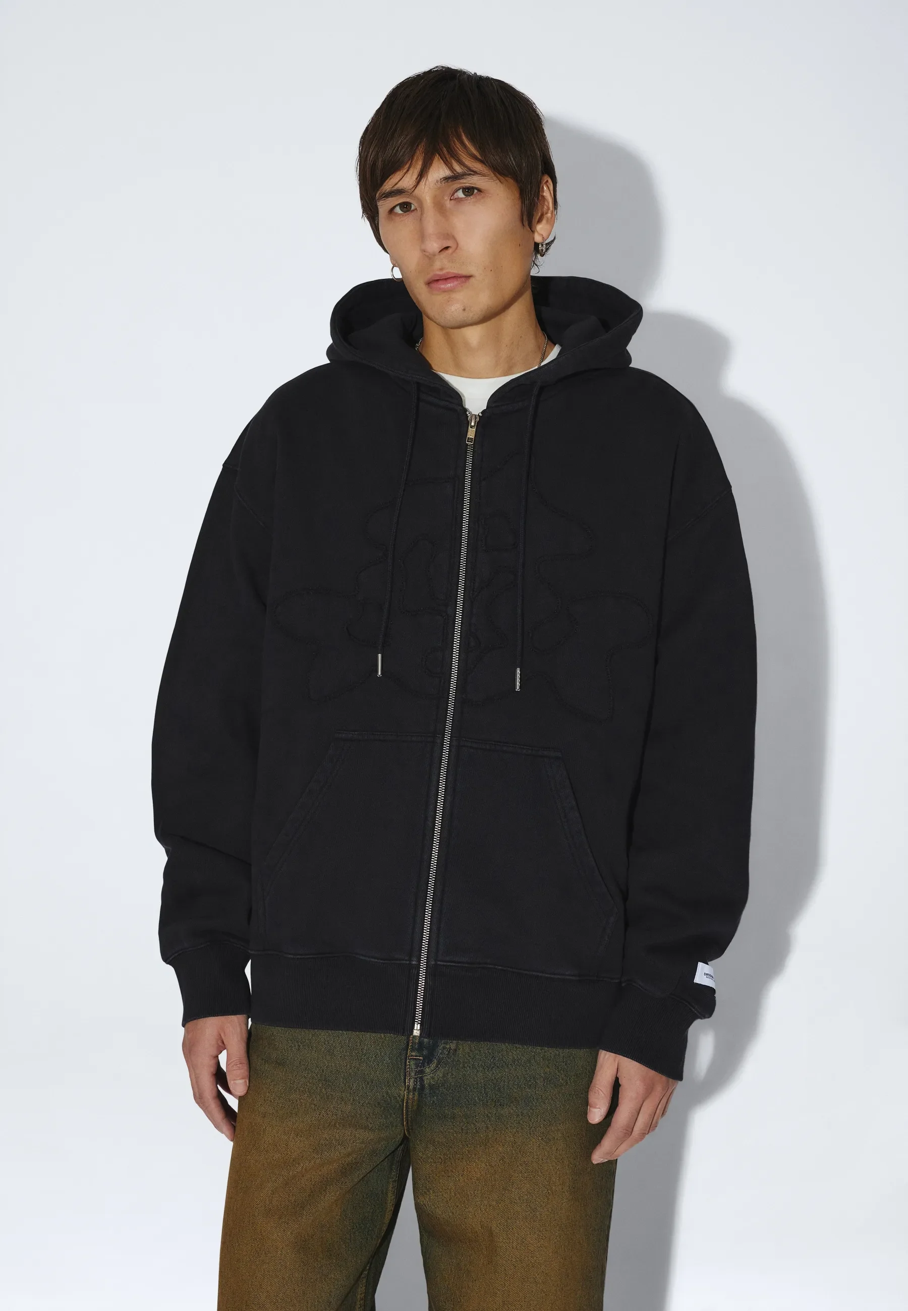 Aiden Zip Hoodie - Washed Black Patch - Image 14