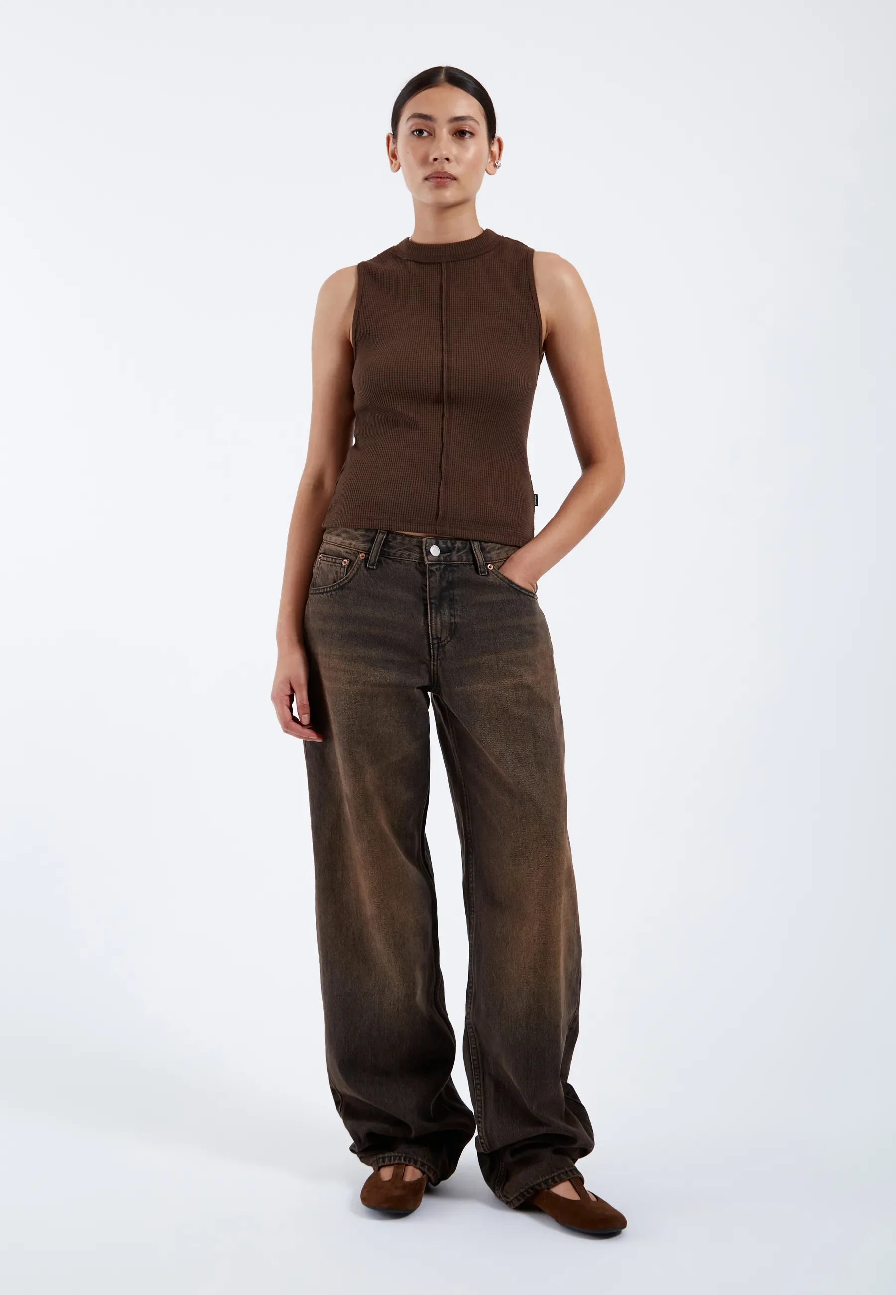 Deia Waffle Top - Chocolate - Image 2
