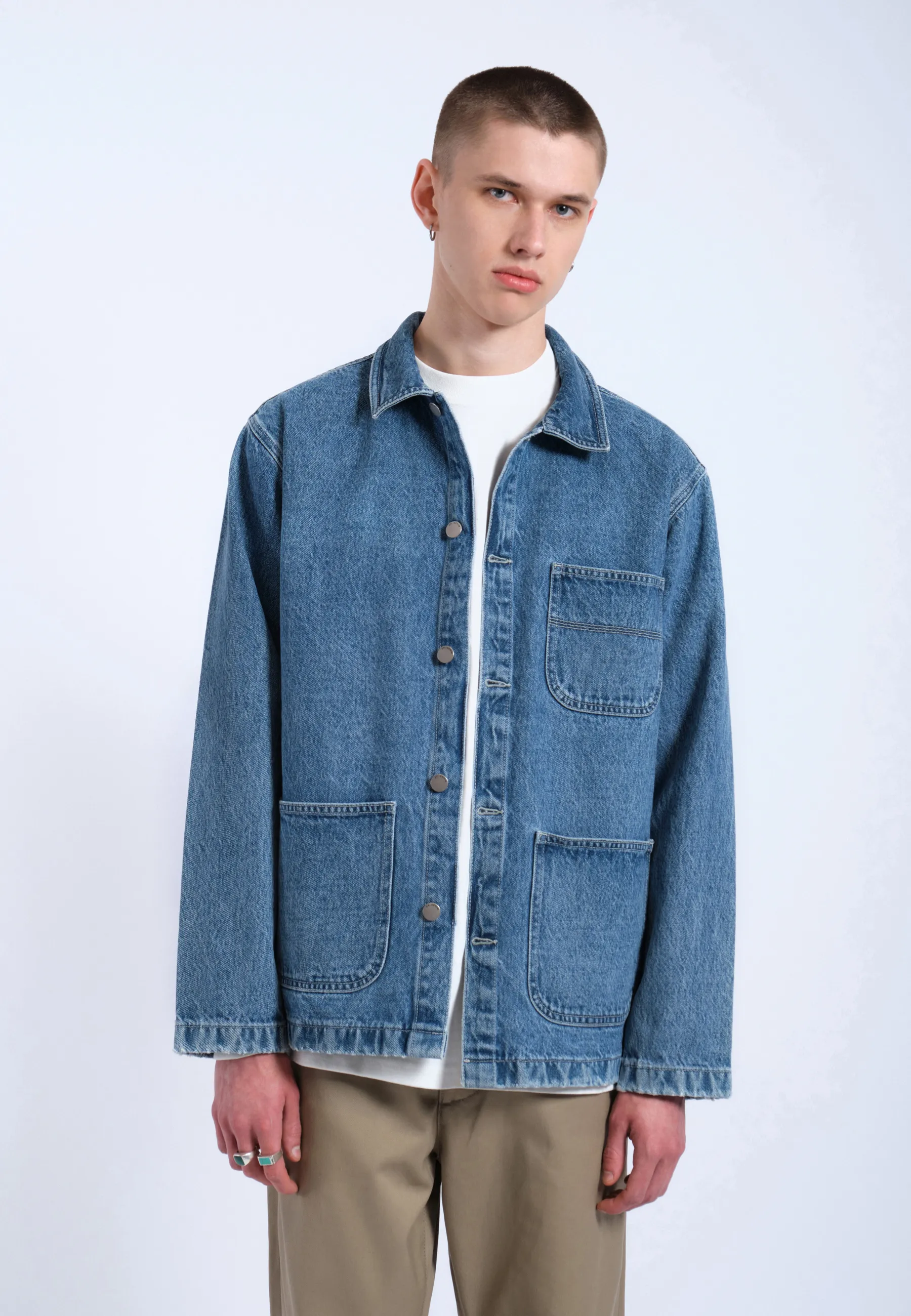 Devon Worker Jacket - Stream Sky Retro Contrast - Image 4