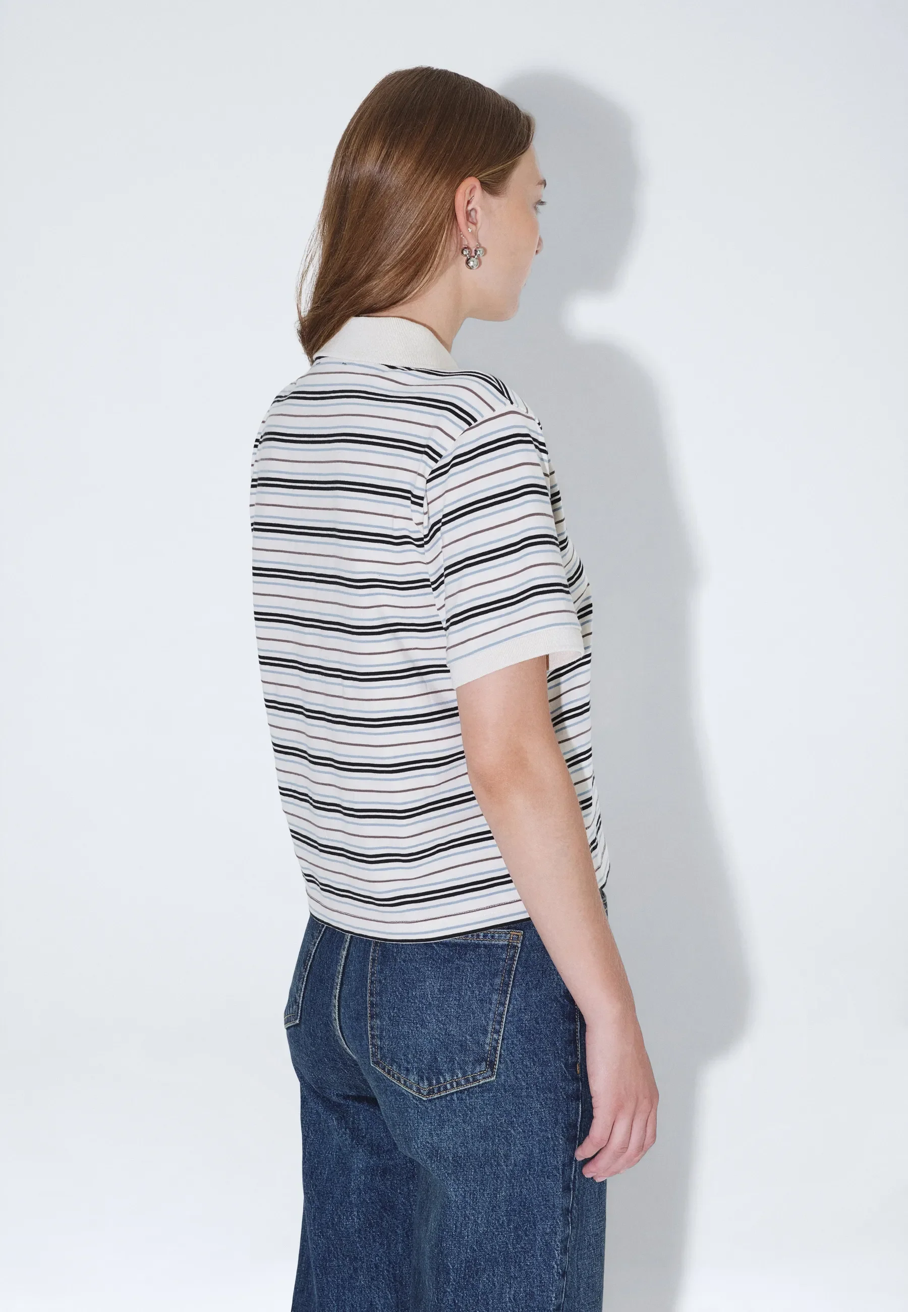 Jade SS Polo - Ecru Stripe - Image 6