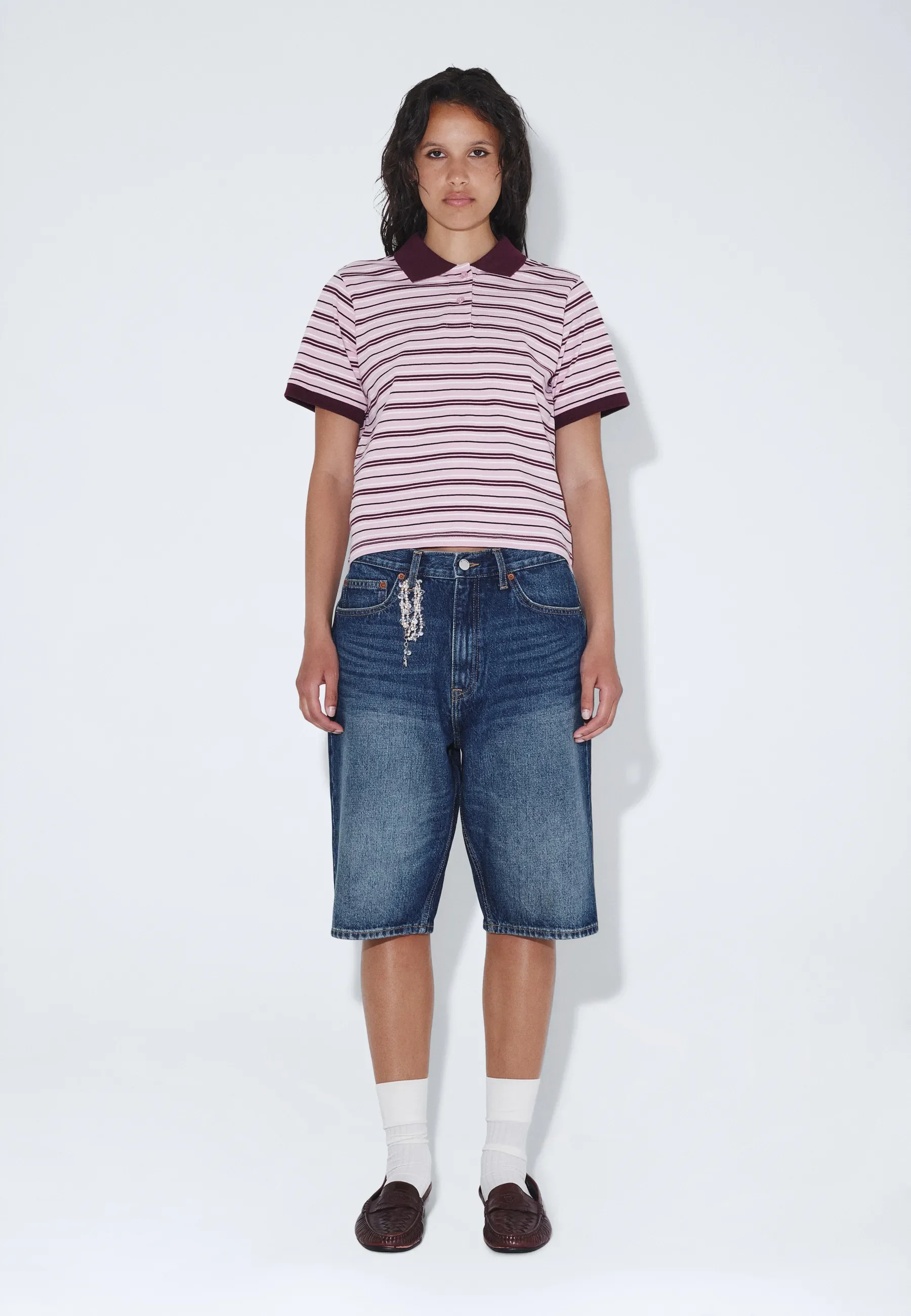 Jade SS Polo - Pink Stripe - Image 3