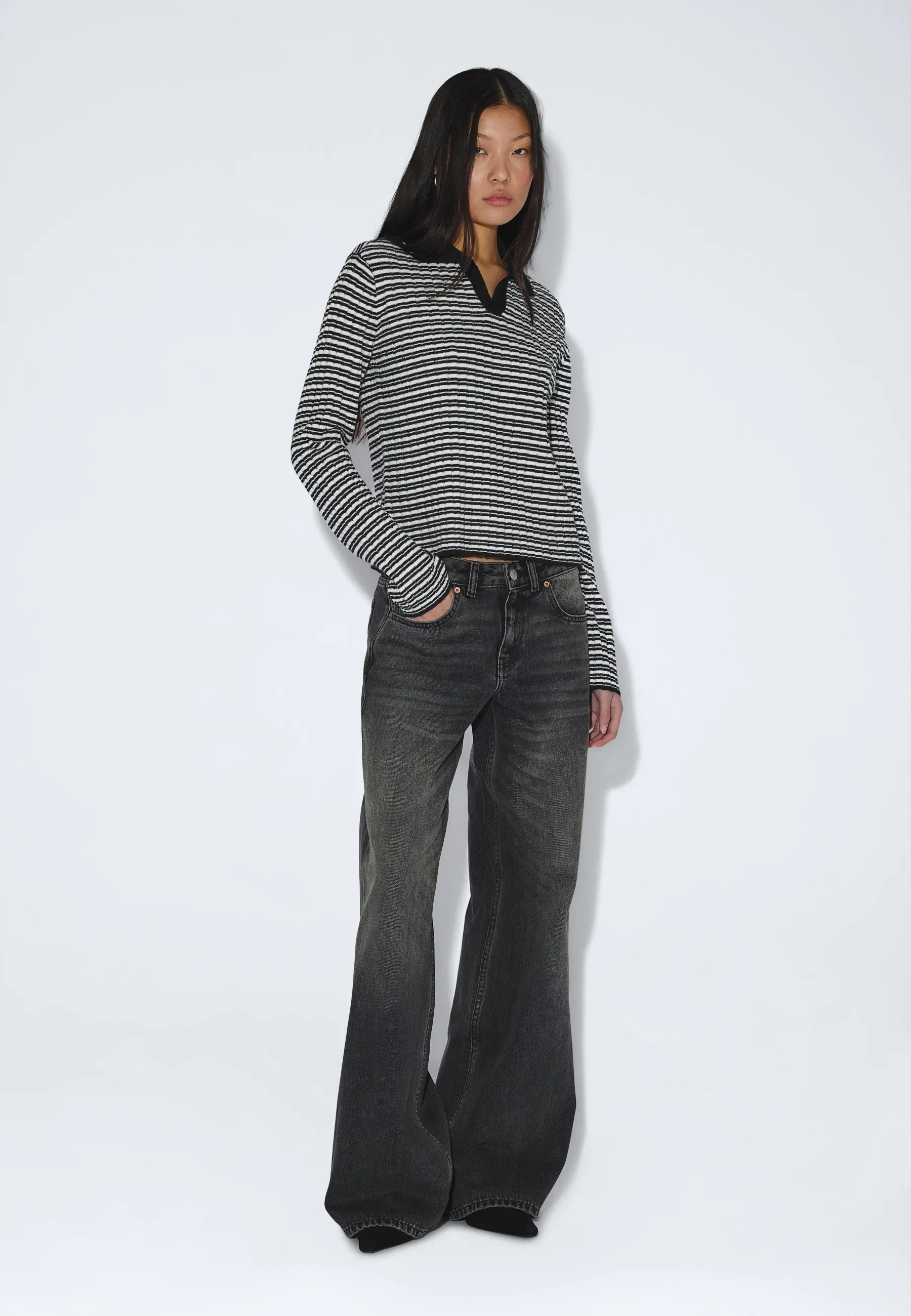 Laila Sweater - Off White Black Stripe - Image 2