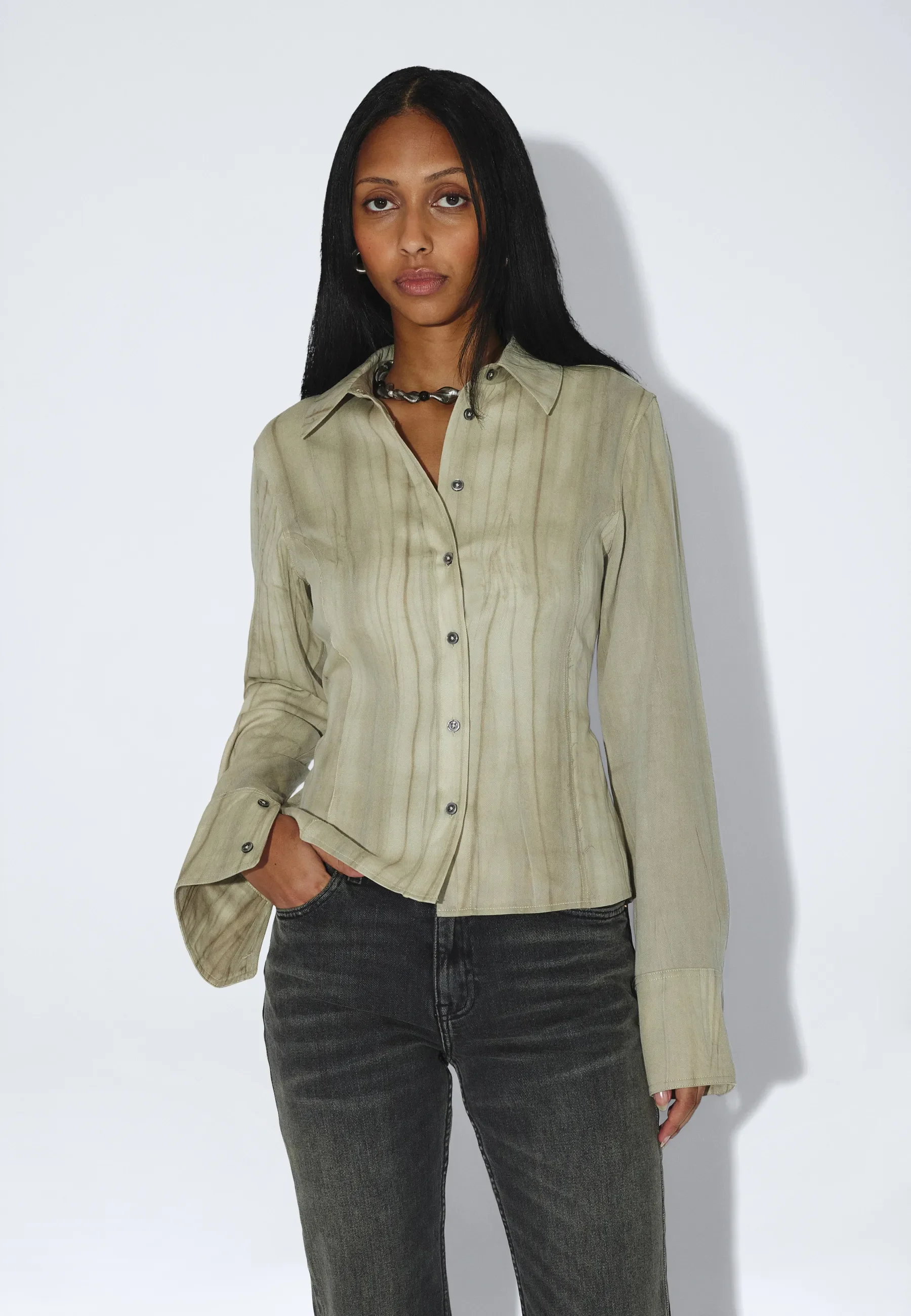Mila Seam Shirt - Washed Beige - Image 8