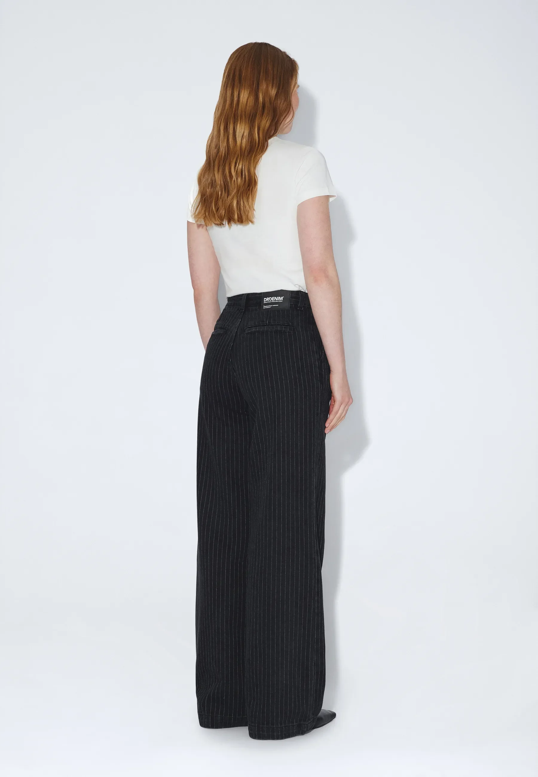 Rhue High Wide Pleated - Washed Black Pinstripe - Image 4