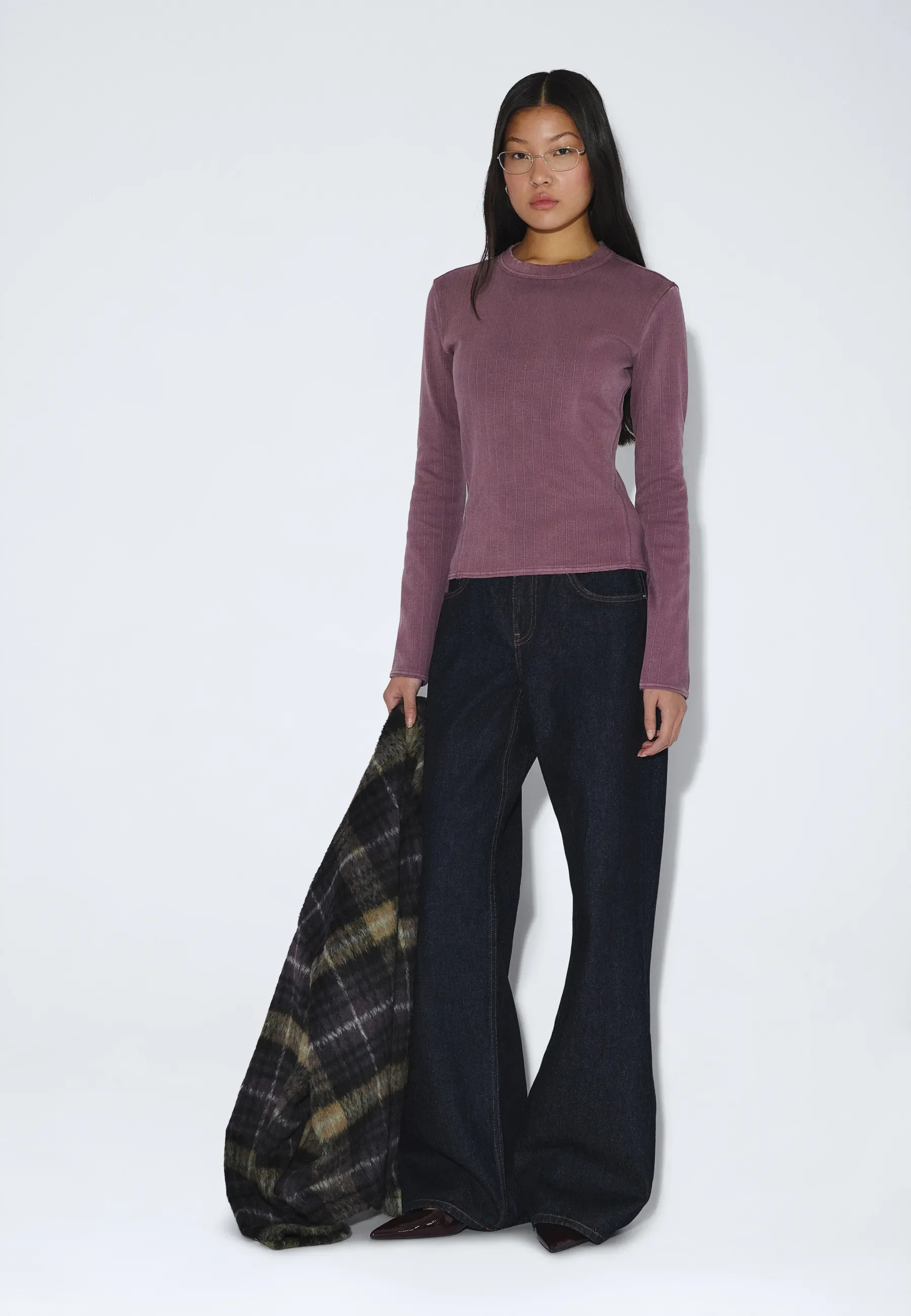 Stella Seam Rib Top - Washed Aubergine - Image 2
