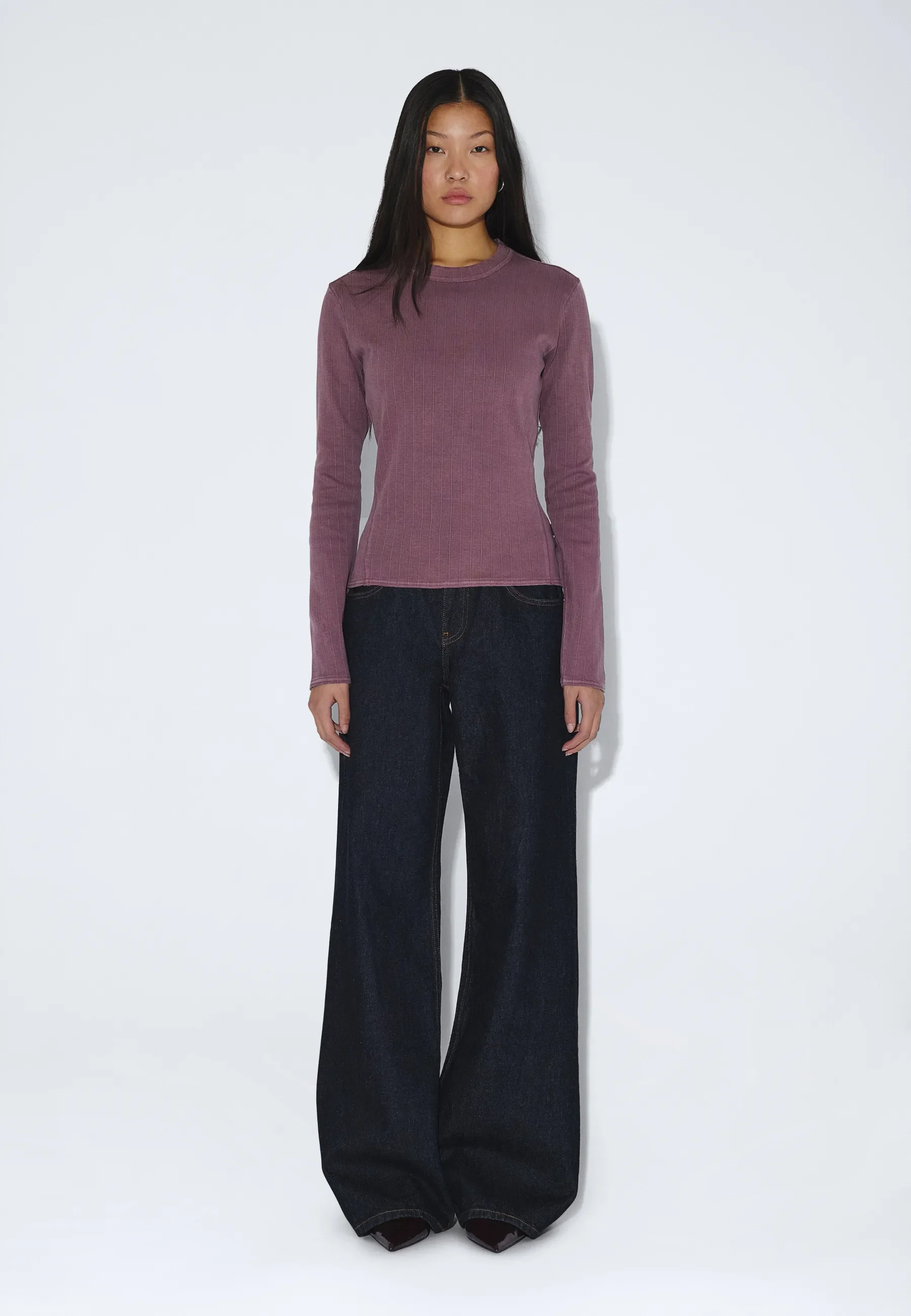 Stella Seam Rib Top - Washed Aubergine - Image 3