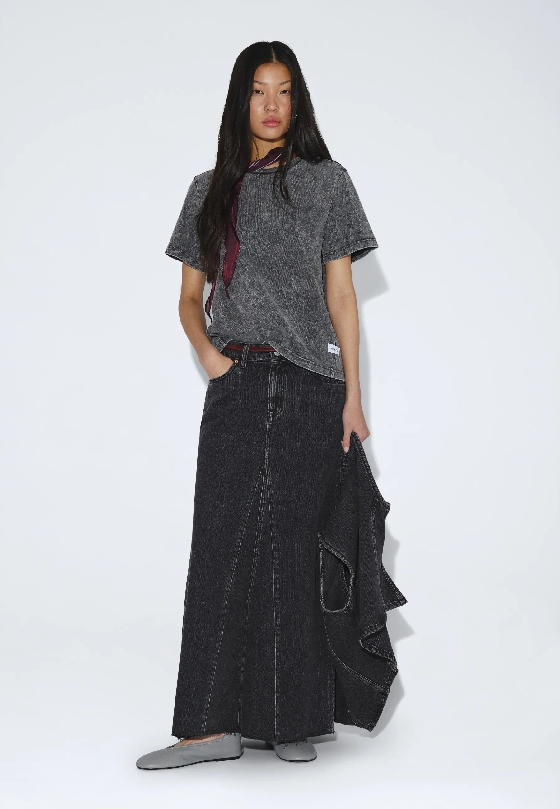 Talia Seam Tee - Washed Grey - Image 4