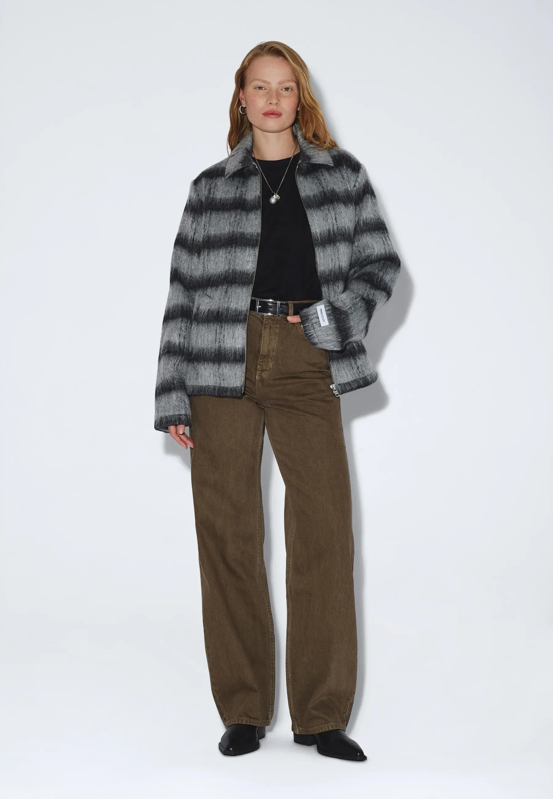 Warren Zip Jacket - Black Grey Check - Image 2