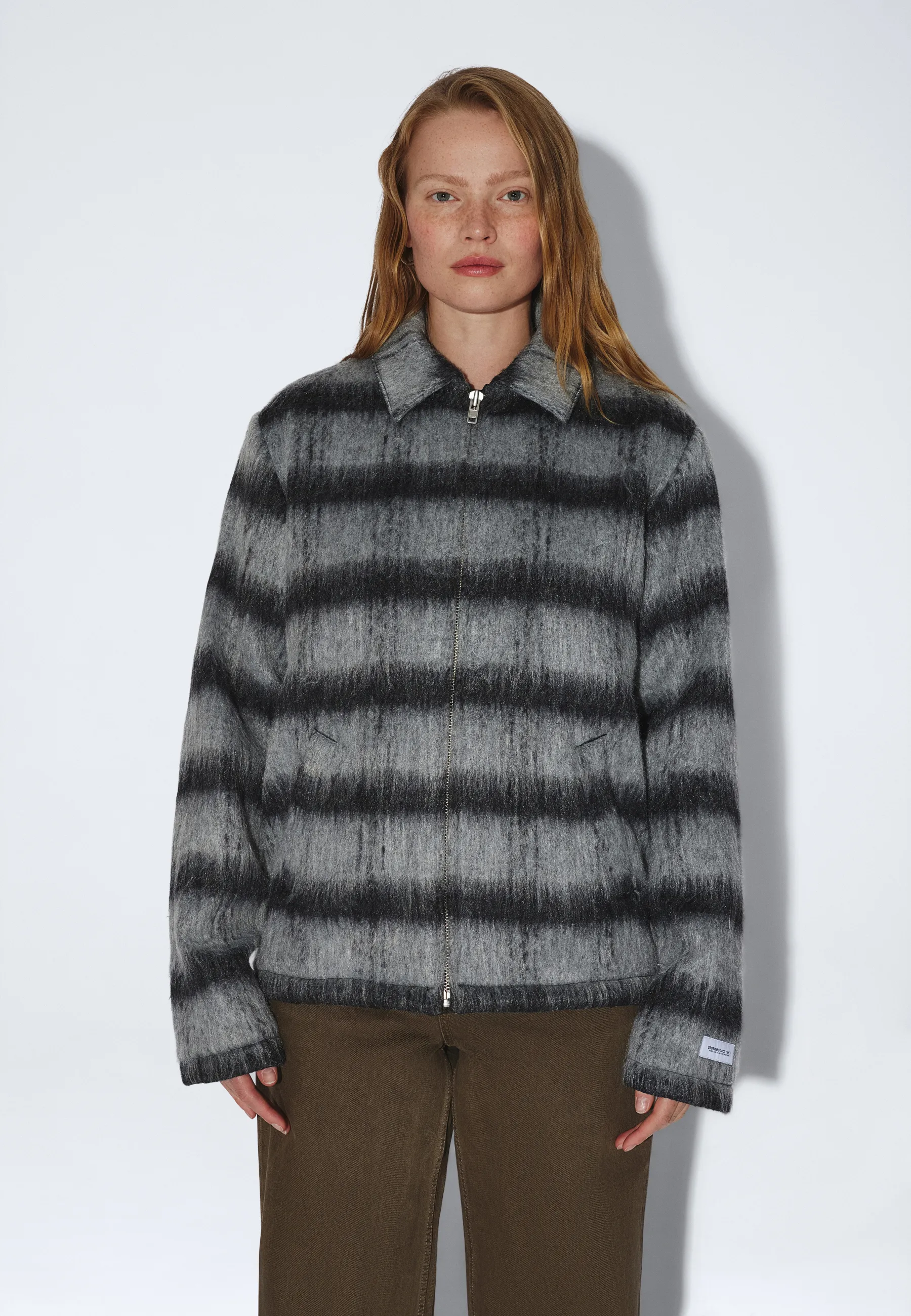 Warren Zip Jacket - Black Grey Check - Image 8